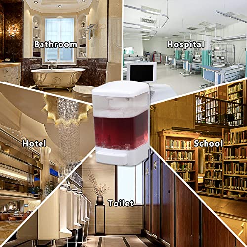 Manual Soap Dispenser Bathroom Kitchen Wall Mounted Commercial Soap Dispenser for Liquid Containers Shampoo Gel Chamber Plastic - (33.8 oz) 1000ml - color: White&transparent