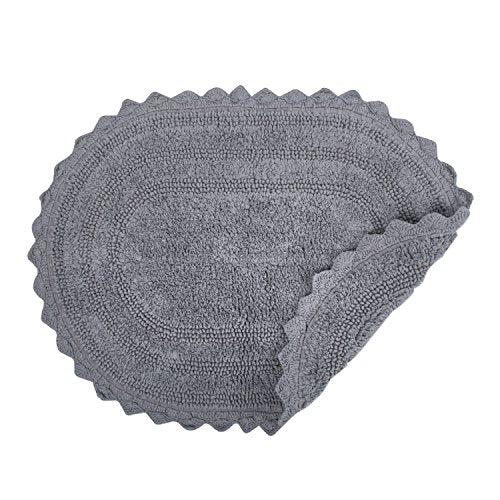 DII Crochet Collection Reversible Bath Mat, Small Oval, 17x24, Gray - color: Grey, size: 1'5" x 2' (Oval)
