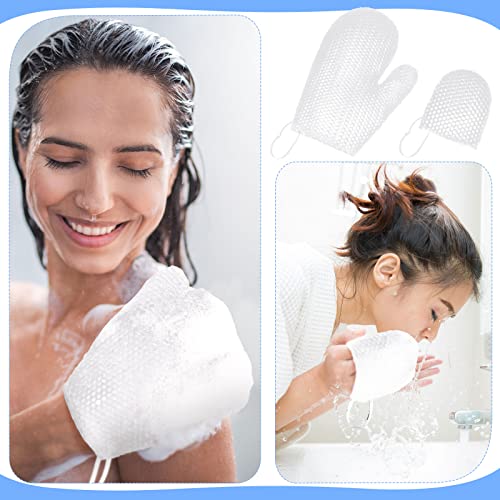Vesici 2 Pcs Honeycomb Exfoliating Glove Set Exfoliating Bath Mitt Honeycomb Face and Body Scrubber Shower Mitt Sponges for Cleaning Body Shower Face Skin Beauty Spa(White) - color: White
