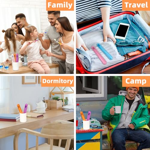 6 Pack Travel Toothbrush Case, Breathable Portable Toothbrush Holder, Plastic Toothbrush Cover Container for Traveling, Bathroom, School, Home, Business, Camping - color: Orange+Pink+Purple+Blue+Lucency(2)