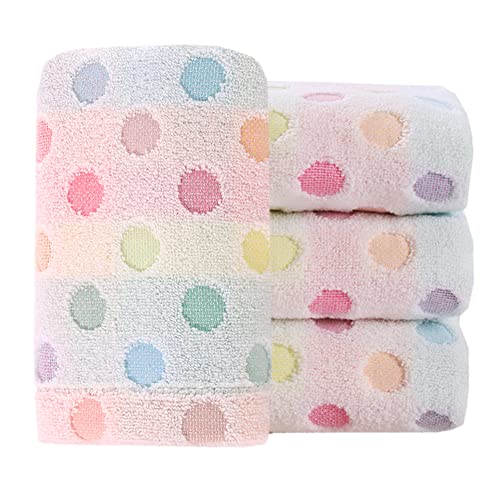 Pidada Hand Towels Set of 4 100% Cotton Colorful Polka Dot Pattern Soft Absorbent Decorative Towel for Bathroom (Beige) - color: 4 Beige