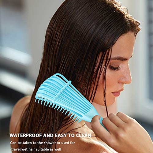 2 Pieces Detangling Brush for Afro America/African Hair Textured 3a to 4c Kinky Wavy/Curly/Coily/Wet/Dry/Oil/Thick/Long Hair, Knots Detangler Easy to Clean (Sky Blue) - color: Sky Blue