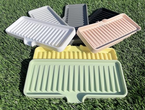 Silicone Soap Dish Tray and Sponge Holder with Drain Chute, Rectangular, Kitchen and Bathroom Sink Organizer (Grey, 9"x3.5") - color: Gray, size: (MD) 9"x3.5"