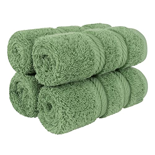American Soft Linen 100% Cotton Luxury Turkish Towels, 4 PC Washcloth Set | Soft Absorbent Quick Dry OEKO Tex Standard 100 Certificated Durable Machine Washable Breathable Premium Hotel Quality - color: Sage Green, size: 4 PC (13"x13")