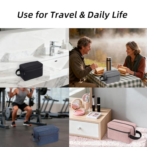 DSYSC Travel Toiletry Bag for Women Men, Small Makeup Bag, Water-Resistant Cosmetic Bag, Cosmetic Pouch, Traveling Dopp Kit, Travel Essentials Accessories (Black) - color: Black