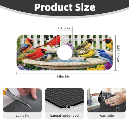 Bird Kitchen sink faucet pad, strong water absorption, anti slip, easy to clean, very suitable for splash and drip prevention, suitable for kitchens and bathrooms - color: Bird