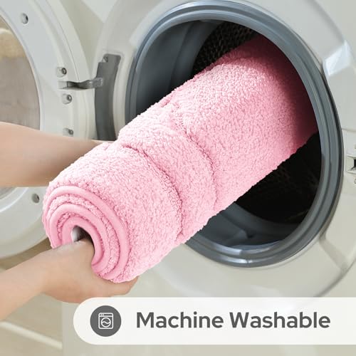 HOMEIDEAS Pink Bathroom Rugs, Absorbent Microfiber Bath Mat with Non-Slip Backing, Machine Washable for Shower - color: Light Pink
