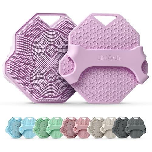 Silicone Shower Scrubber for Body – Exfoliating Loofah Alternative, Zinc & Silver-Infused, Hygienic & Gentle for Sensitive Skin, Durable & Long-Lasting Body Scrubber for Women - Purple - color: Purple
