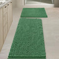 BOANKODU Bathroom Rugs Sets 2 Piece，47X16+16X24Inch，Absorbent Non-Slip Very Soft Chenille Mat,Machine Washable （Dark Green） - color: Dark Green, size: 47" x 16" + 16" x 24" (Rectangular)