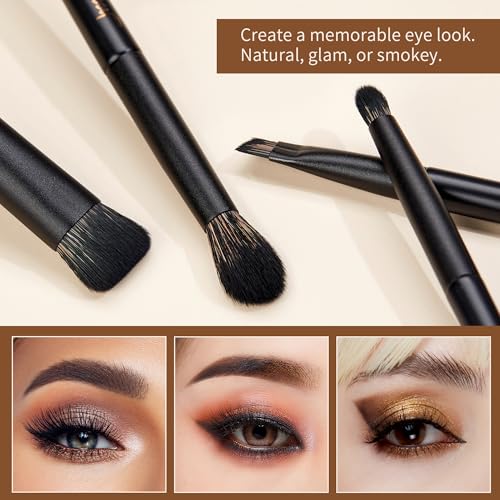 Jessup Makeup Brushes Set Jessup Make up Brushes 14Pcs Black Kabuki Foundation Eyeshadow Contour Concealer Powder Eyeliner Crease Eyebrow Blending Brush with Gift Box, T336-G - color: I-Black Gift, size: Full Brush Set