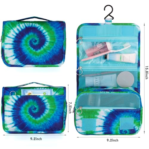 Tie Dye Hanging Toiletry Bag for Girls, Travel Toiletry Bag for Teen Girls Cosmetic Makeup Waterproof Wash Bag Traveling Toiletries, Blue - color: Blue Tie-Dye