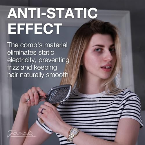 Janeke Superbrush Detangling Brush for Soft Smoothing Hair Brushing with Anti-Static Bristles - Vented Wet Hair Brush for Blow Drying Use - Perfect for Curly, Thick, Wavy, Fine Hair Types (Silver) - color: Silver Superbrush