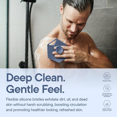 TOOLETRIES Silicone Body Scrubber 2.0, Loofah Alternative - Glacier | Gentle exfoliating shower scrubber that's quick drying, hygienic and longer lasting than traditional loofahs. - color: Glacier