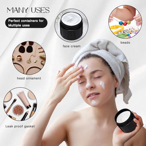 Patelai 4 Pieces Round Wide-mouth Leak Proof Plastic Container Jars with Lids for Travel Storage Makeup Beauty Products Face Creams Oils Salves Ointments DIY Making(2 Ounce,Pure Black) - color: Pure Black, size: 2 Ounce