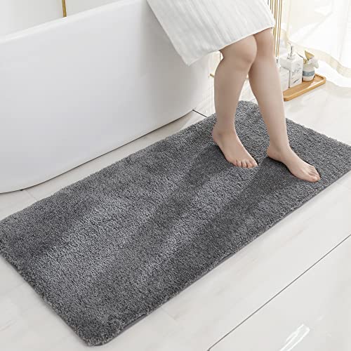 COSY HOMEER Bath Rugs for Bathroom Extra Thick - Anti-Slip Bath Mats Soft Plush Yarn Shaggy 100% Strong Mirco Polyeste Mat Living Room Bedroom Mat Floor Water Absorbent(Dark Grey,24x48 - Inches) - color: Dark Grey, size: 2' X 4' (Rectangular)