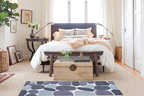 THE BEER VALLEY Pebble Bath Runner Rug 2x5 Feet - Grey Charcoal | Non Slip Cotton Runners for Bathroom, Washable Absorbent Long Bath Floor Rugs - color: Grey/Charcoal, size: 24 x 60 inches