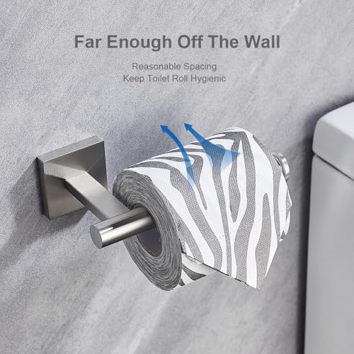 Brushed Nickel Toilet Paper Holder Wall Mount, SUS304 Stainless Steel Bathroom Tissue Roll Holder, Heavy Duty No-Wobble Square Design, Corrosion Resistant, Hardware Included - color: Brushed Nickel