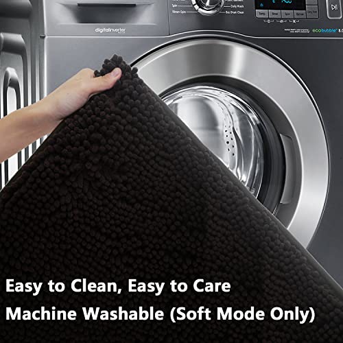 Bathroom Rugs Sets 2 Piece, Extra Soft Chenille Bath Mat Ultra Absorbent Bathroom Rug, Bathroom Mat with Sturdy PVC Non-Slip Bottom, Machine Washable Bath Rugs (20x32 Inch + 16x24 Inch, Coffee) - color: Coffee, size: 16" x 24" + 20" x 32" (Rectangular)
