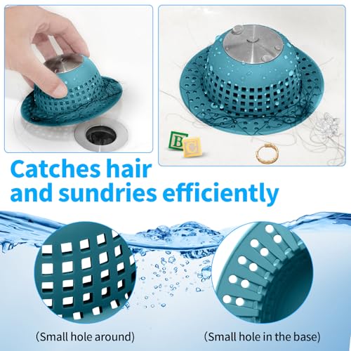 Aluvor Shower Drain Hair Catcher Bathtub Drain Cover Sink Drain Protector | Bathroom Sink & Bathtub Drain Strainer for Pop-Up & Regular Drains, Silver Light Blue - color: Silver Light Blue
