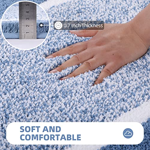 Bathroom Rugs Sets 3 Piece with U-Shaped Contour Toilet Mat Shower Rugs Absorbent Microfiber Plush Bath Mats Non Slip Bath Rugs Shaggy Floor Mats Machine Washable - color: Blue