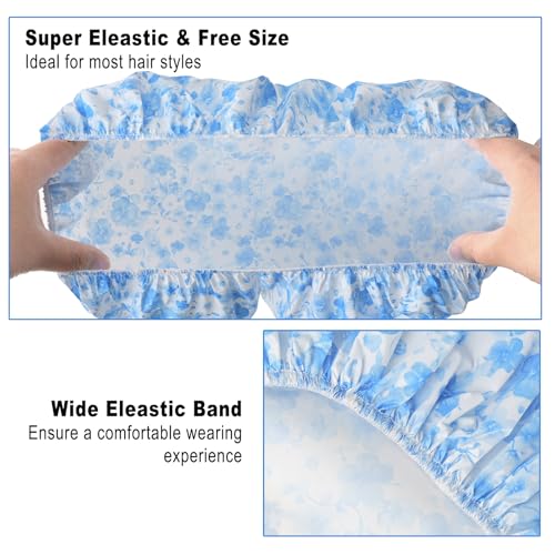 6 PCS Shower Caps for Women, Double Side Waterproof Shower Cap, Reusable Elastic Bath Caps for Shower, EVA Bathing Shower Caps, Bath Hair Caps - Plum Blossom - color: Plum Blossom