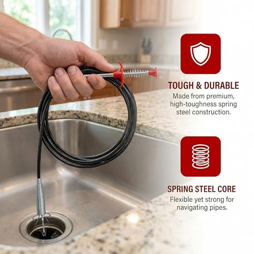 Drain Snake 35 Inch,Snake Drain Hair Removal Tool, Sink Unclogger Drain Cleaner Tool for Bathroom Kitchen Tub Shower Drain Clog Remover,Flexible Grabber Claw Pick Up Reacher