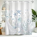 No Hook Shower Curtain Set with Detachable Snap in Liner, Waterproof Summer Shower Curtain with Ventilation Top Window and Weighted Hem, Ocean Theme Coastal Shower Curtains for Bathroom, 71x74 Inches - color: Calm Ocean