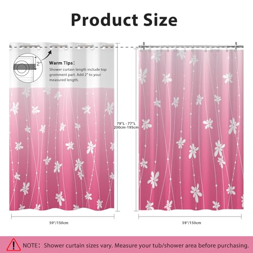 No Hook Shower Curtain with Snap-in Liner, Pink Ombre Bathroom Shower Curtains with Liner Set, Waterproof & Washable, Mesh Top Window, 59" W x 79" L - color: 02 Ombre - Pink, size: 59"W x 79"L (Pack of 1)