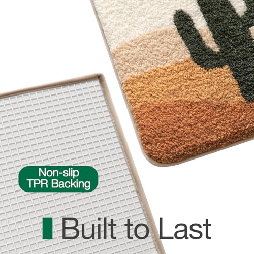 LUMI Bathroom Rugs Cute Cactus Design, Soft Absorbent Microfiber Bath Mat Non-Slip, Machine Washable Quick Dry Luxury Rug Desert Fun Plant for Floor, Bathtub, Home Decor, 20"x32" - color: B-cactus, size: 20"x32"