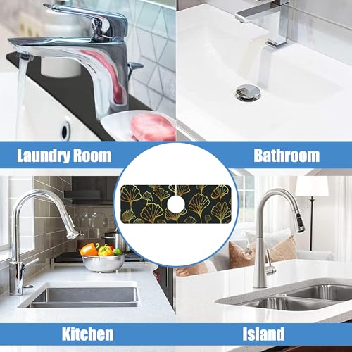 Faucet Drying Absorbing Mat, 15.5"X5.5" Faucet Drying Mat Ginkgo Leaves - size: 15.5" x 5.5"