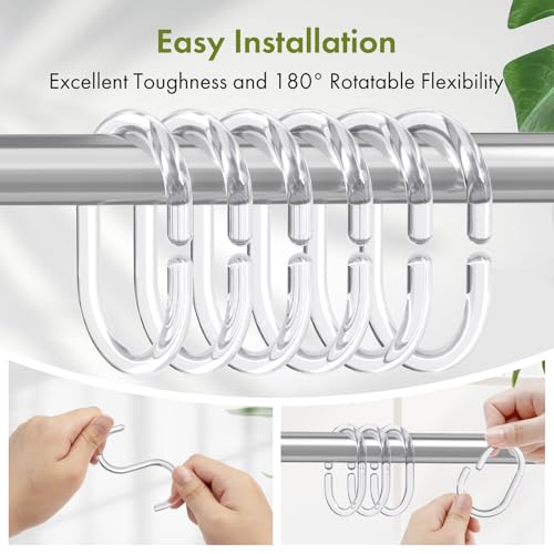 Amazer Shower Curtain Rings, 24 Pcs Plastic Shower Curtain Hooks, Clear Shower Curtain Hooks Rings, Rust Proof Shower Rings C Shaped Shower Hooks for Shower Curtain and Liner Bathroom - color: Clear C-shape, size: 24 Pack