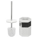 Creative Scents Quilted Mirror Bathroom Toilet Brush Set - White Toilet Bowl Brush and Holder - Good Grip Toilet Bowl Cleaner Brush and Holder - Decorative Compact Toilet Bowl Scrubber - style: Toilet Brush