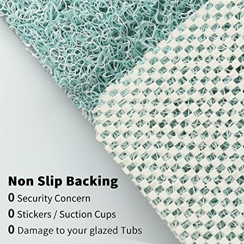 0.6" Extra Thick Non Slip Shower Mat, PVC Loofah Shower Mat with Drain, Quick Drying Bath Mat for Inside Shower, Bathtub Mats Foot Scrubber for Elderly, Bathroom, Kitchen, Wet Areas, 27x16 Inches - color: Blue, size: 27" x 16" (Rectangular)