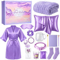 Twistover 16 Pcs Birthday Gifts for Women: Luxury Robe & Blanket Spa Gift Basket for Women -scented Candle, Mug, Notebook, Pillowcase & Spa Accessories(Light Purple) - color: Light Purple