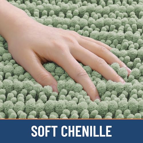 Smiry Bathroom Toilet Rugs U Shaped 20x20, Extra Soft Absorbent Non Slip Rubber Backing Chenille Contour Bath Rugs for Toilet, Machine Washable Contoured Bath Mats, Sage Green - color: Sage Green, size: 20'' X 20''
