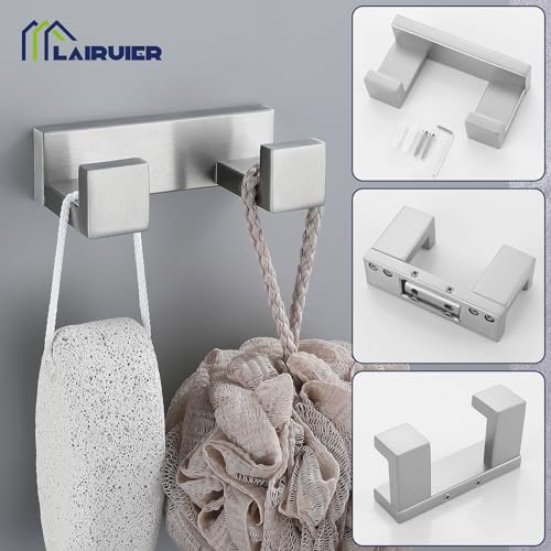 Brushed Nickel 4-Piece Bathroom Hardware Accessories Set, Bathroom Hardware Set including Towel Bar,Towel Holder, Toilet Paper Holder,Towel Hook, SUS304 Stainless Steel Bath Towel Bar Set Wall Mounted - color: Brushed Nickel, size: Set B