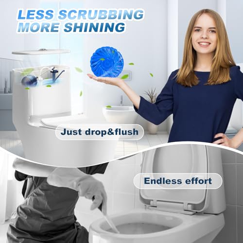 KIISIISO Toilet Bowl Cleaner Blue Tablets 18 Pack, Slow-Dissolving Automatic Bowl & Tank Cleaner, Septic Safe & Plumbing Friendly for Bathroom Toilet Cleaning, Prevents Tough Stains - size: 1 Count (Pack of 18)