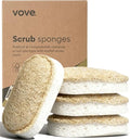 Vove Scrub Sponges 4 Pack, Cellulose & Cotton with Natural Loofah, Eco-Friendly Loofah Dish & Kitchen Sponges, Bathroom Scrubbing Pads, FSC-Certified Packaging - size: 4 Pack