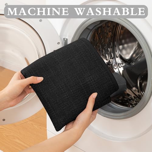 YIHOUSE Black Bathroom Rug Set, 2 Piece, 17"x24" + 17"x47", Non Slip, Quick Dry, Thin, Bath Mat for Bathroom and Kitchen - color: Black, size: 2 Piece (17"x24" + 17"x47")