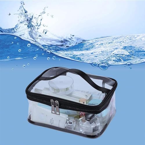 Black Makeup Bag Zipper Waterproof Portable Travel Storage Pouch 2 Pcs - color: Black