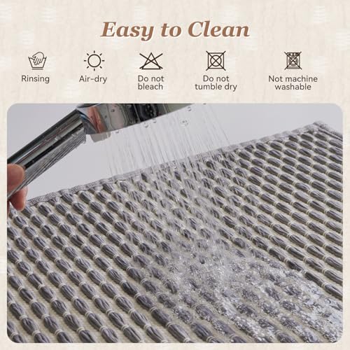 AMOAMI Unique Woven Bathroom Runner Rug, Super Absorbent Non Slip Bath Mats for Bathroom Textured Bathroom Mat Quick Dry Boho Rugs Runners for Hallyways Kitchen Bedroom Beside Tub, 2' x 4', Grey - color: Grey, size: 2' x 4'