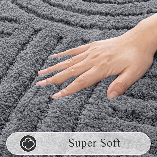 SHACOS Bathroom Rugs Sets 5 Piece Ultra Soft Absorbent Microfiber | Bath Mat with Bath Runner, U Shape Contour Rug, Toilet Lid Cover, Non Slip Machine Washable Carpet for Bedroom, Dark Grey - color: Dark Grey