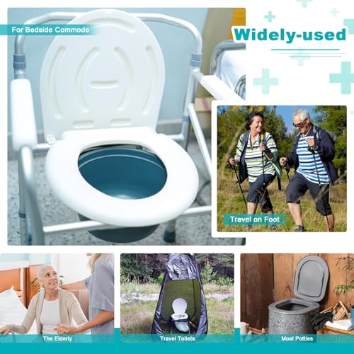 Oumee 120 Count Absorbent Commode Pads for Bedside Commode Bucket, Commode Liners Pads with Absorbent Gel, Potty Liner Pads for Adults Portable Toilet Bags Bedpans - size: 120