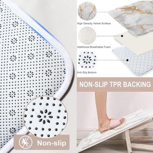 ArtSocket White Bathroom Set with Shower Curtain and Rugs and Accessories, Marble Gold Rose Stone Shower Curtain Set, Modern Mable Bathroom Decor 3-Piece Set - color: Modern 2
