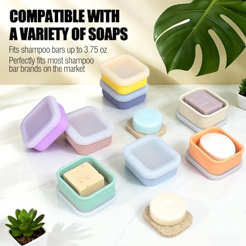 OTHIX 2 Pack Leakproof Silicone Travel Soap Case, Small Bar Soap Holder Container with Drainage Layer & Mini Portable Soap Dish for Shampoo Bars, Bathroom, Gym, Travel, Camping (Ice Blue & Yellow) - color: Ice Blue & Yellow