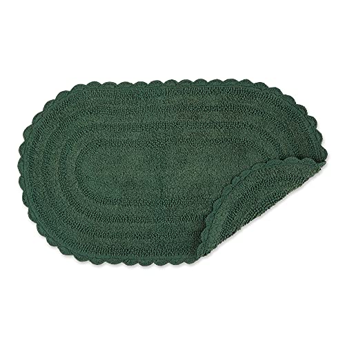 DII Crochet Collection Reversible Bath Mat, Large Oval, 21x34, Dark Green - color: Dark Green, size: 1'9" x 2'10" (Oval)