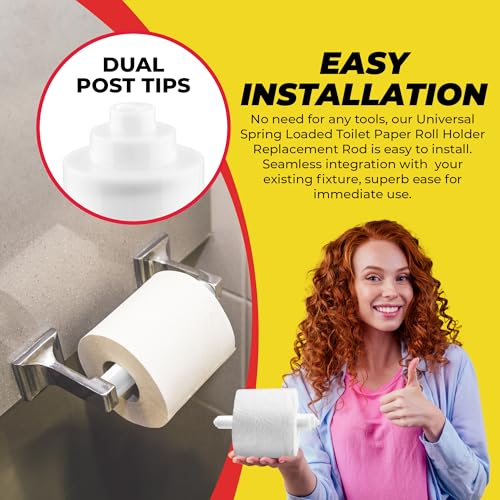 Qualihome White Universal Plastic Spring Loaded Toilet Paper Roll Holder Replacement Rod, White Toilet Paper Roll Replacement Rod - color: White