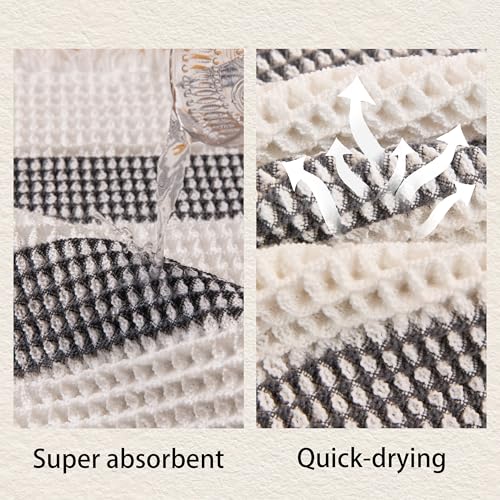 Waffle Bath Mat Non Slip, Boho Bathroom Rug, Super Absorbent Quick Dry Bathroom Mat, Soft Farmhouse Bath Rug with Tassels, Small Washable Shower Mats for Floor 20"x32", White and Black - color: Black and White, size: 1'8" x 2'8" (Rectangular)