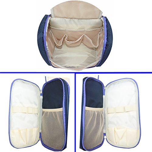 Freegrace Extra Large Hanging Toiletry Bag for Men and Women - Water-Resistant Nylon Travel Bathroom Organizer for Cosmetics, Makeup, and Toiletries - color: Dark Blue