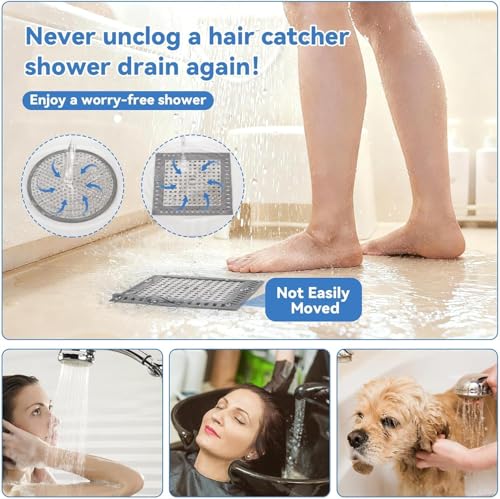 Shower Drain Hair Catcher,4.72",Hair Catcher for Bathroom Drain,Sink,Tub | BathTub Drain Cover Protector,Easy Installation Clean,Prevents Clogged For Bath/Laundry room/Kitchen/Floor Drain,Sink,Bathtub - size: Square 4.72 inch